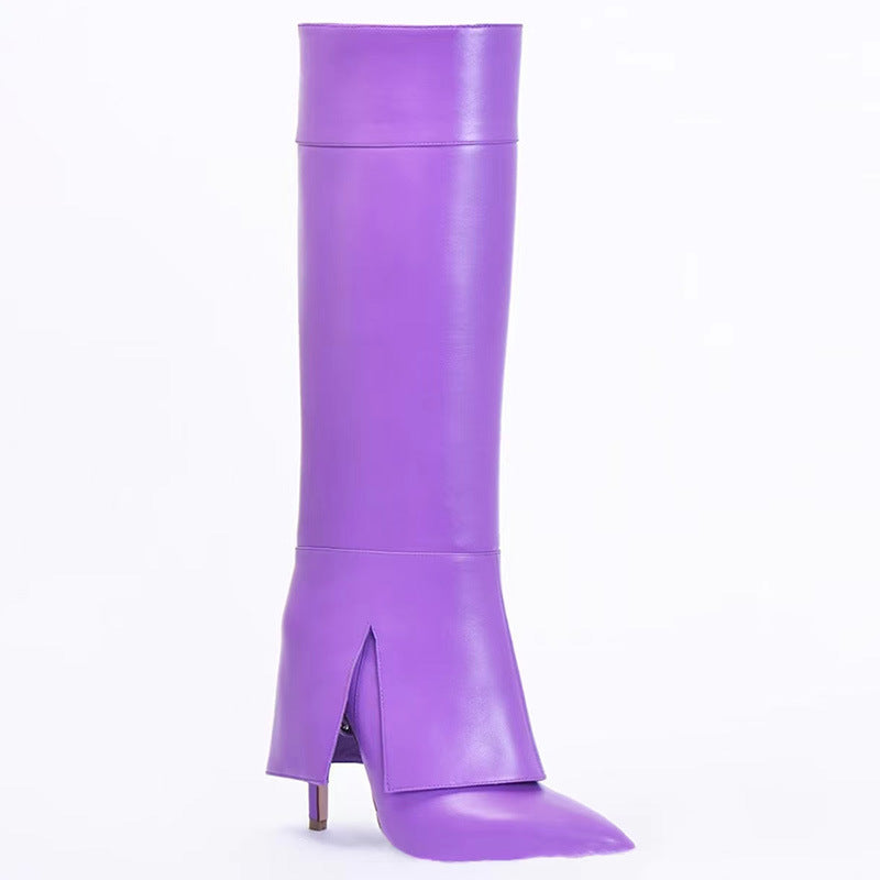 Femme Over-knæet Glinsende Stiletto Støvler Stilla 1749742256