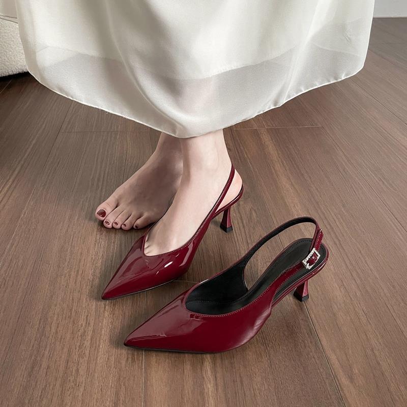 Dame Spids Tå Slingback Pumps med dekorativ rem Stilla