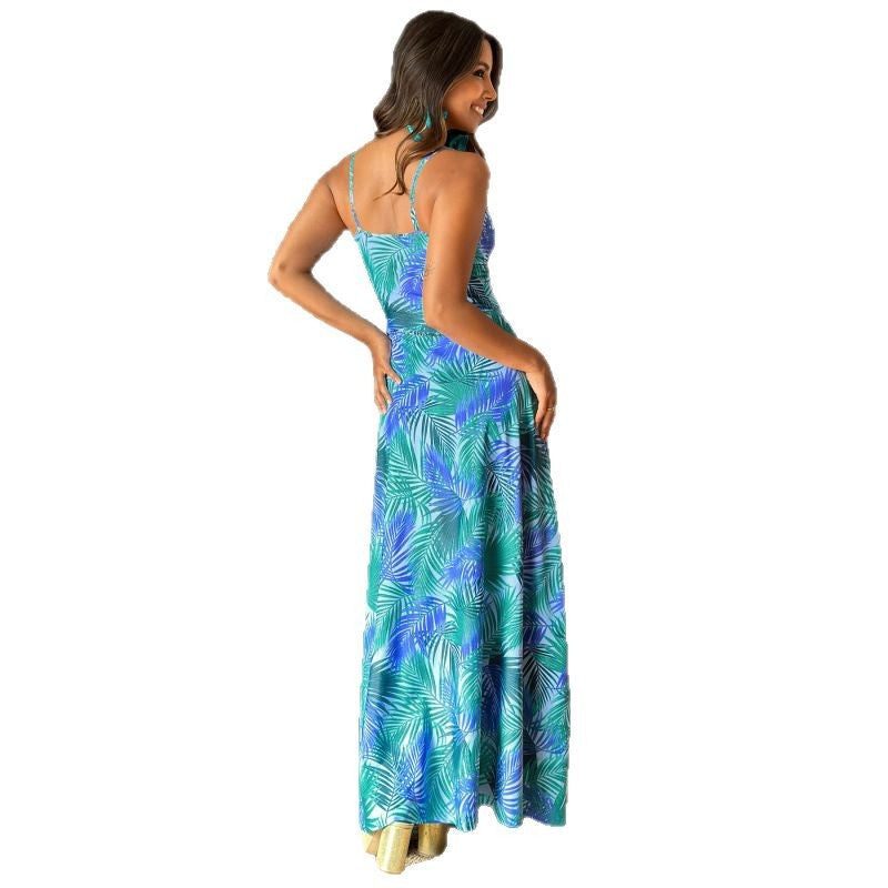 Dame Floral Print Maxikjole med elegant kryds-over top Stilla