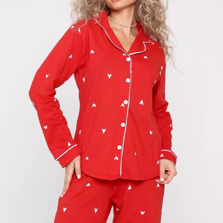 Dame elegant fremstillet natkjole med hjerte motiv og knap detaljer Stilla