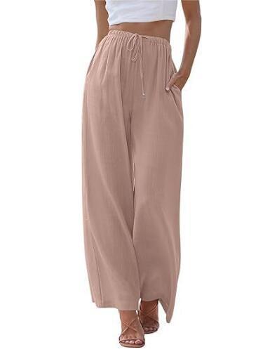 Dame brede palazzo-bukser med elastisk talje og praktiske lommer Stilla
