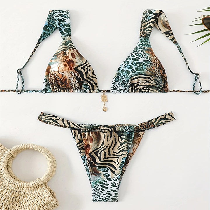 Dame Triangel-Bikini med legende patchwork-mønster Skovae