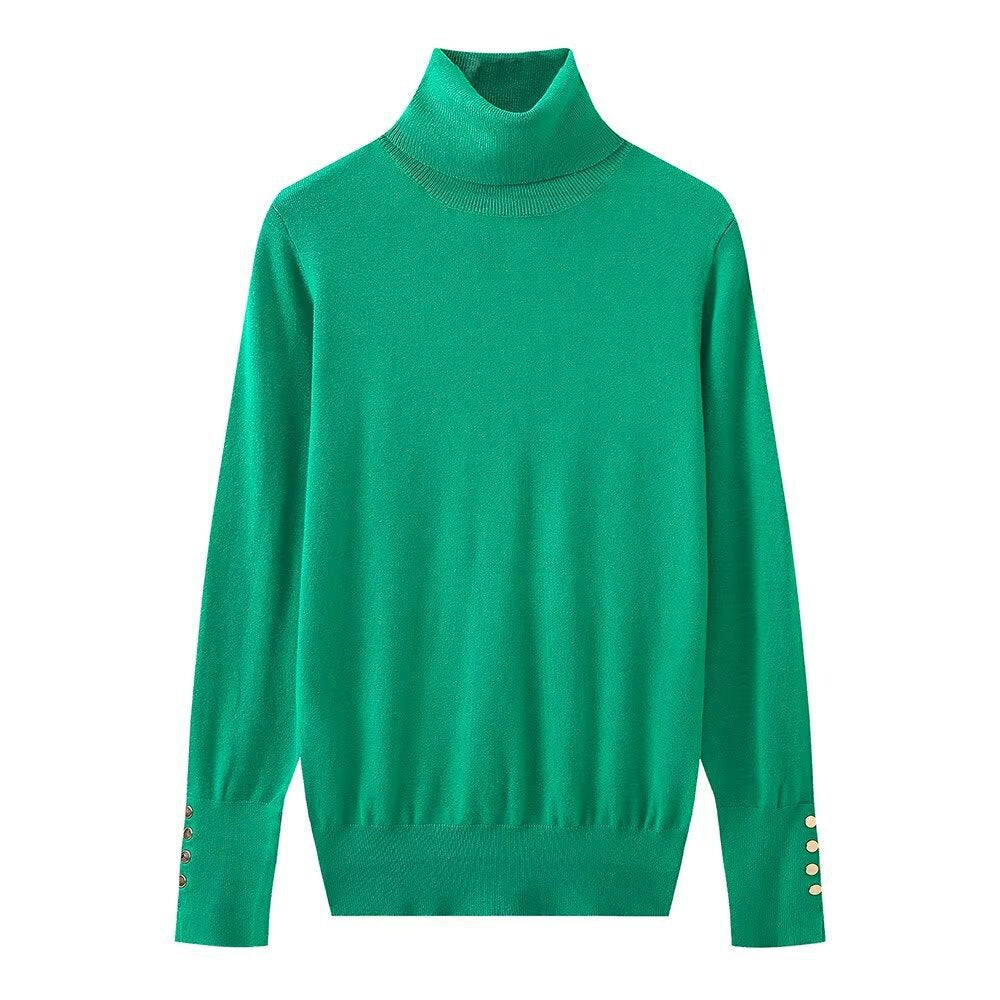 Femme Rullekravepullover med knapdetaljer Stilla