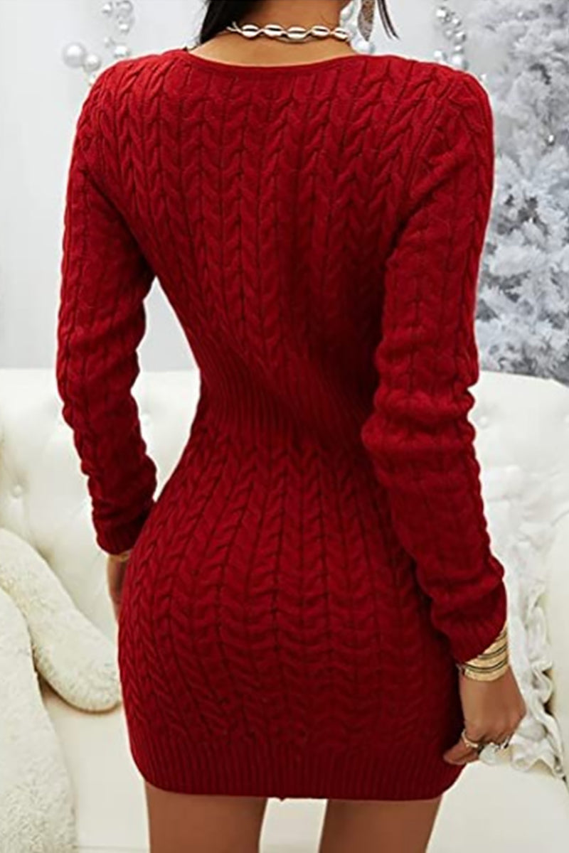 Stilla | Zipper V-hals Bodycon Trøje Kjole