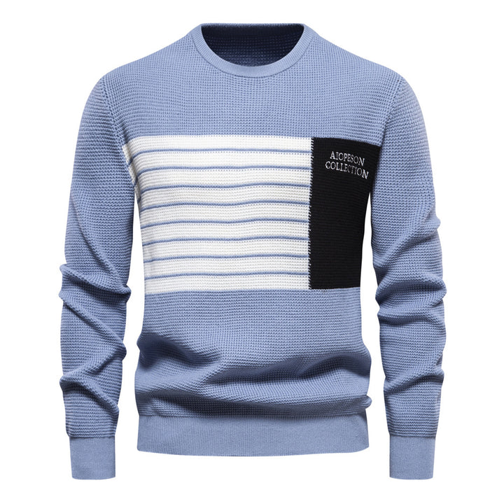 Herrer strikpullover med moderne stribemønster og unik tekstur Stilla
