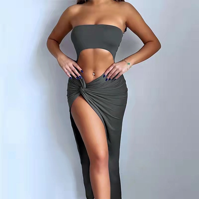 Dame strapless Maxi-kjole med cut-outs og asymmetrisk split Stilla