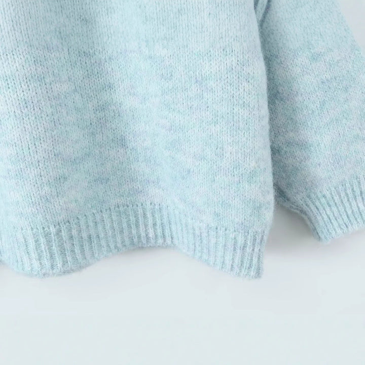 Dame Cozy Strik Sweatshirt med Rund Hals