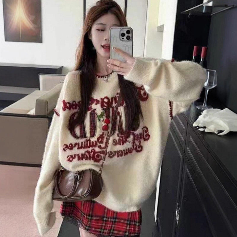 Kvinders hyggelige sweater med legende bogstaver og afslappet snit Stilla