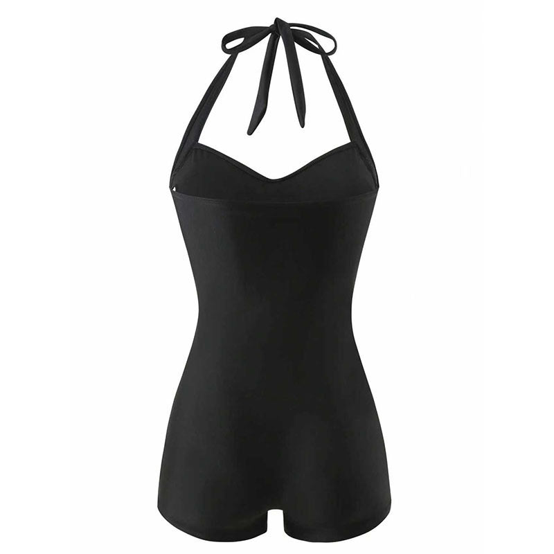 Dame Halterneck swimsuit med flatterende drapering Skovae