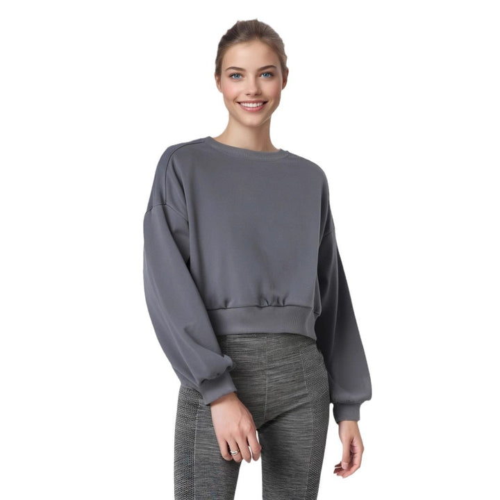 Dame cropped sweatshirt med ballonærmer Stilla