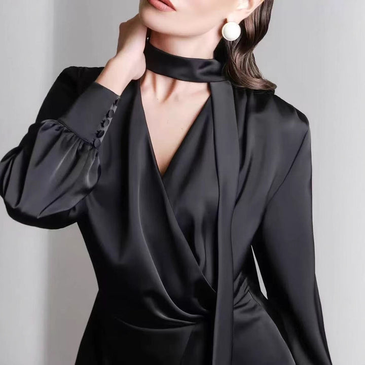 Dame Elegant Vindkjole med Chiffon-effekt Stilla