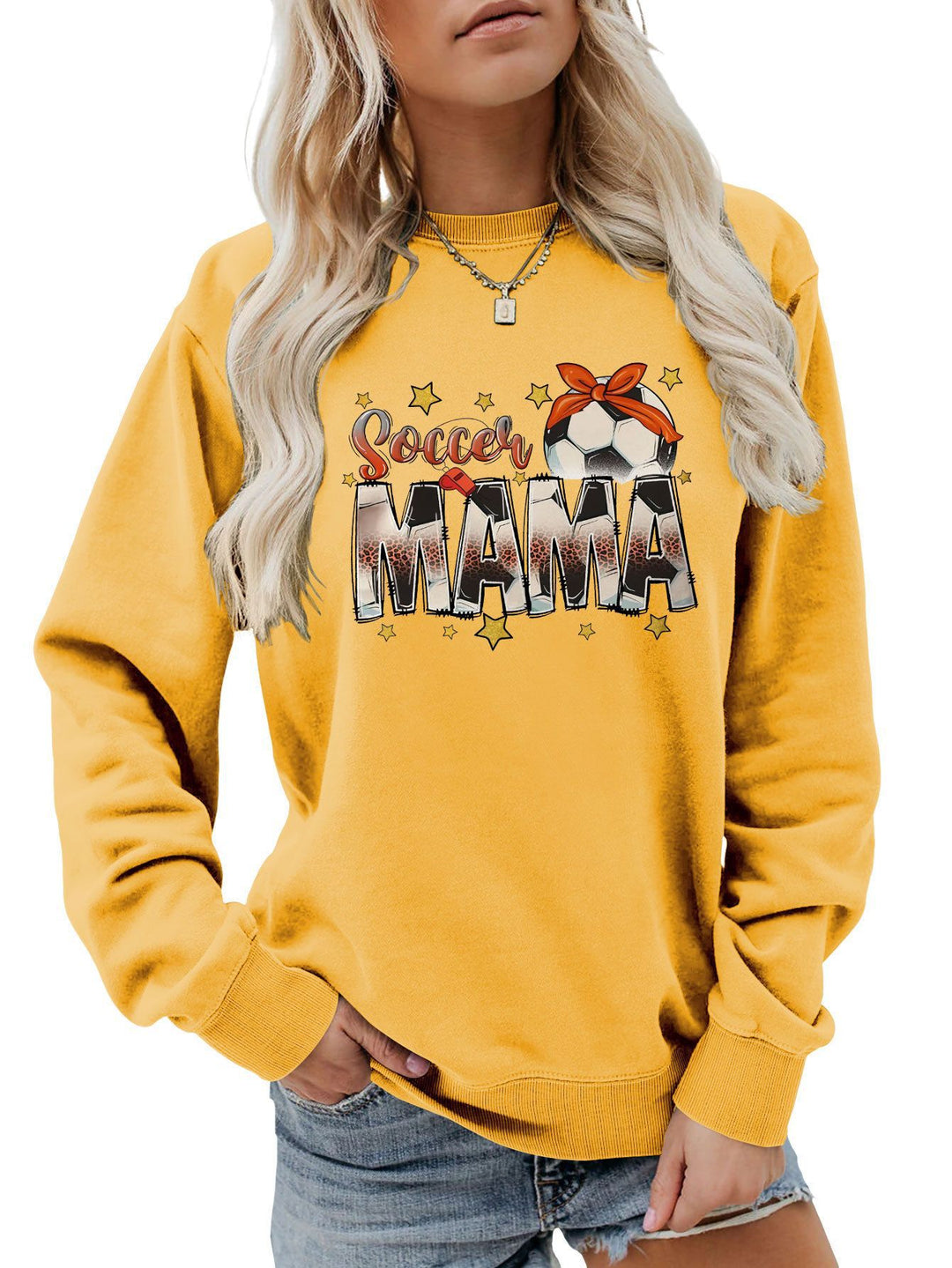 Kvinders sweatshirt med iøjnefaldende "Soccer Mama" print og behagelig pasform Stilla