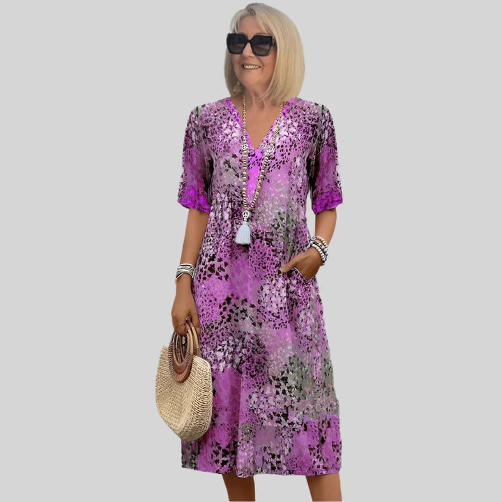 Dame blomsterprint midi kjole med lommer Stilla