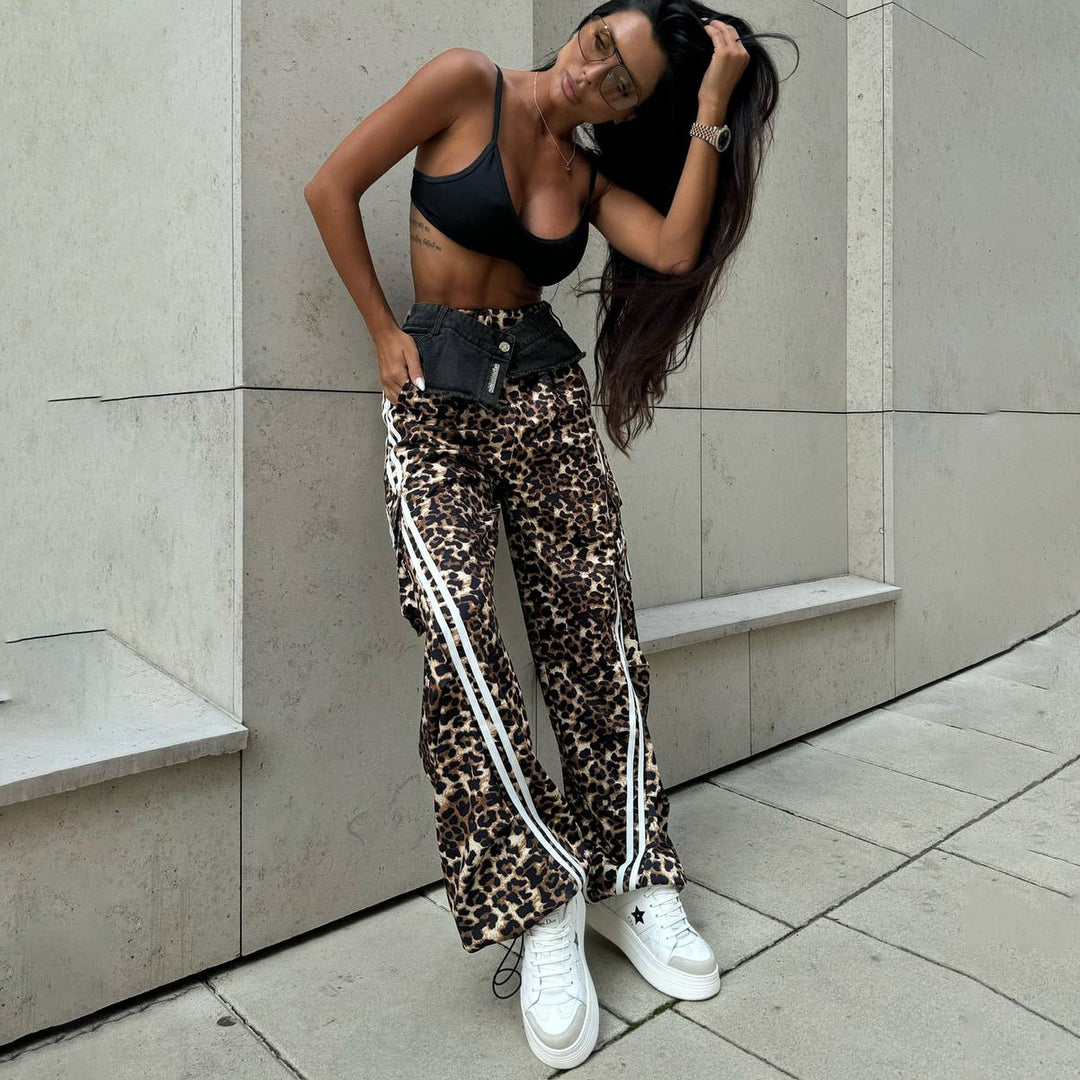 Kvinders casual og luftige leopardprint fritidsbukser Stilla
