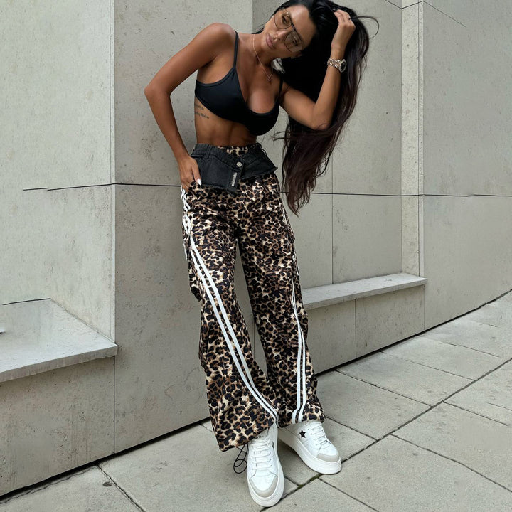 Kvinders casual og luftige leopardprint fritidsbukser Stilla