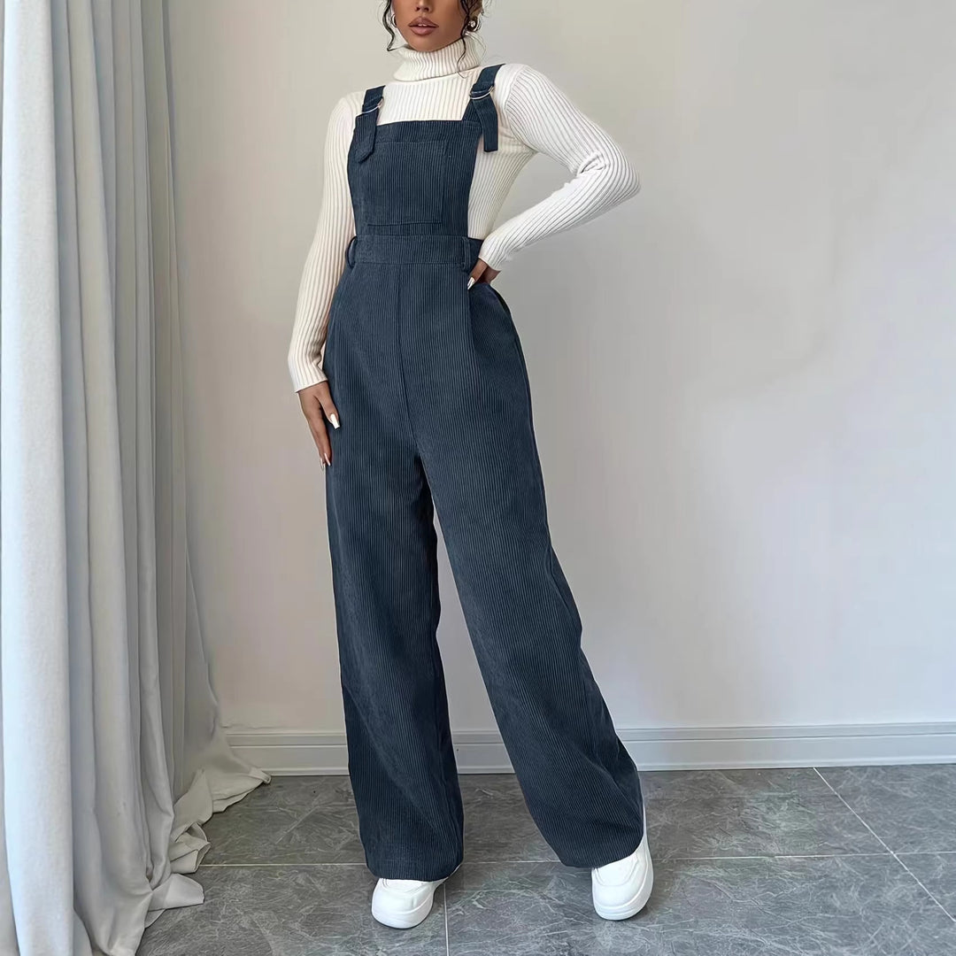 Kvinders afslappet skåret kord jumpsuit Stilla