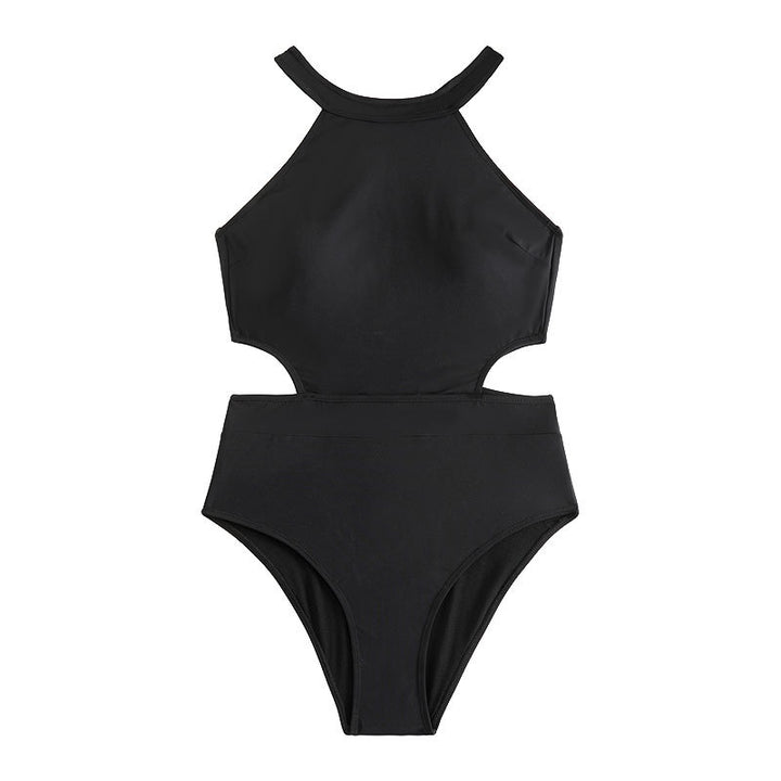 Dame one-piece badedragt med høj krave og side cut-out