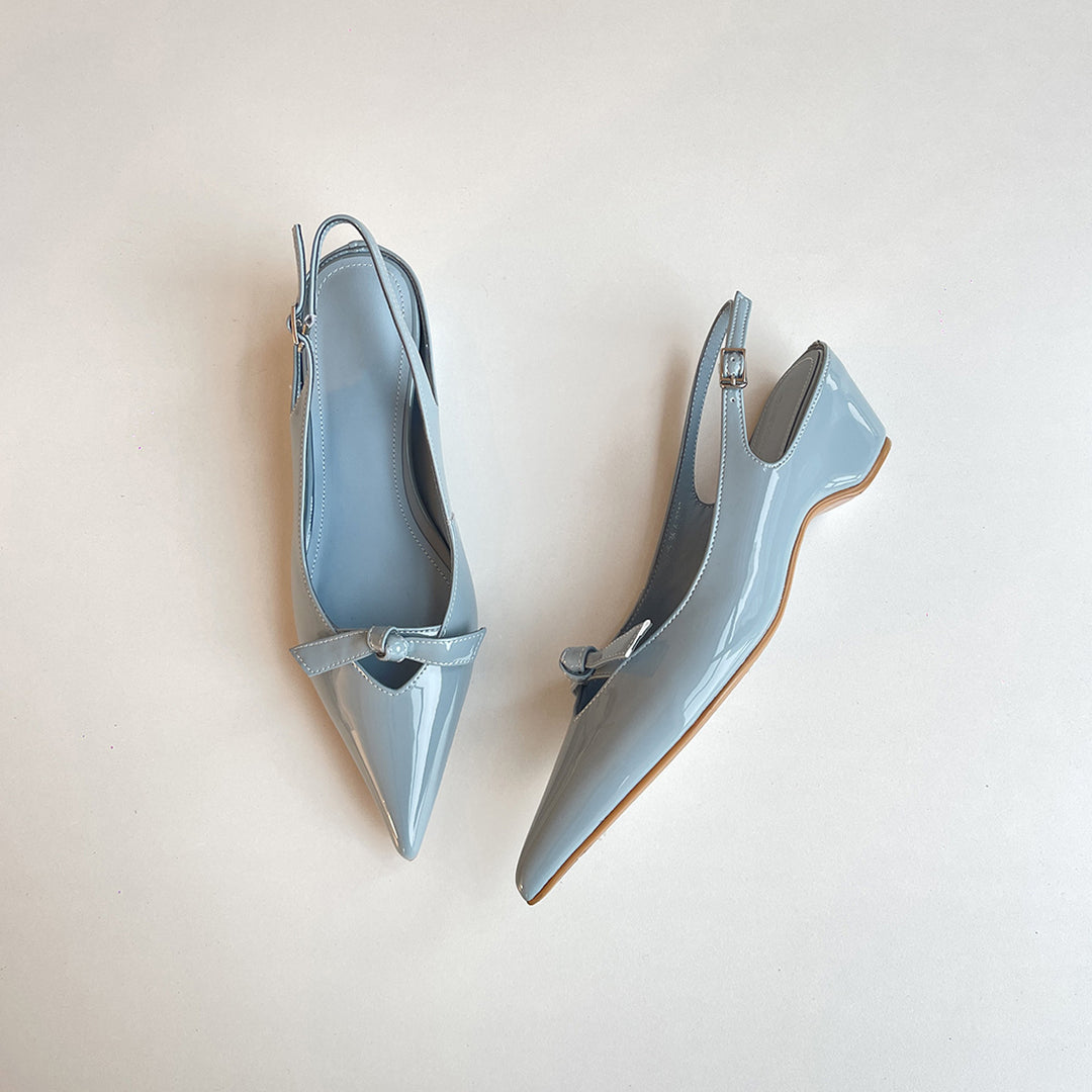 Dame Slingback Ballerinaer med spids tåparti og dekorativ bue Stilla
