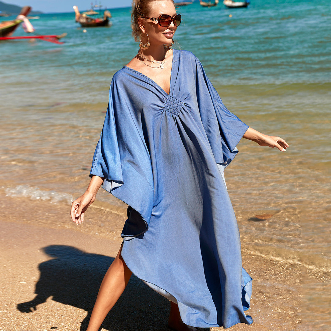 Dame Kaftan med elegant V-udskæring og flydende snit Stilla