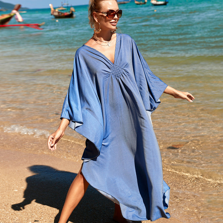 Dame Kaftan med elegant V-udskæring og flydende snit Stilla