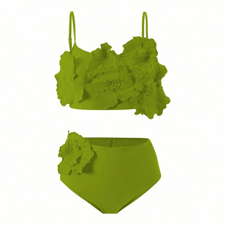 Dame Bikini-Set med blomstret top og højt skåret trusse Skovae