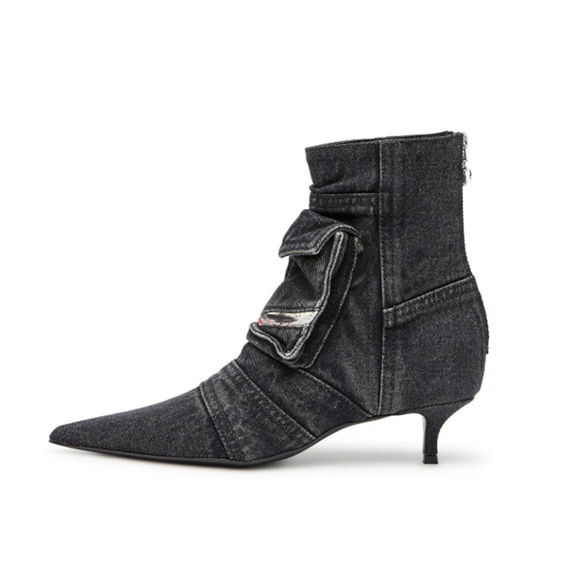 Femme Denim Ankelstøvler med unikt foldet design Stilla