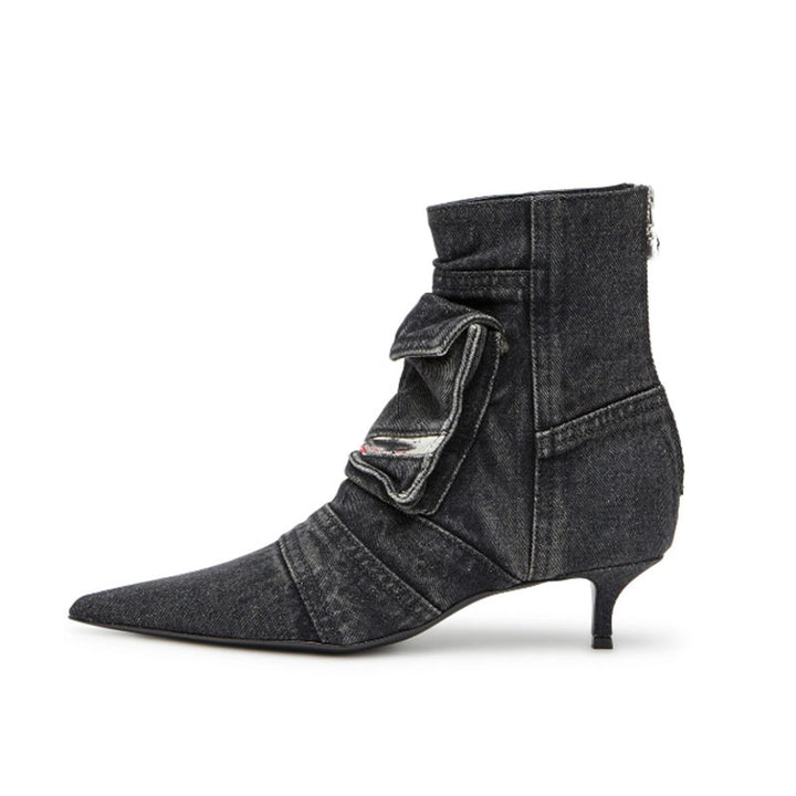 Femme Denim Ankelstøvler med unikt foldet design Stilla