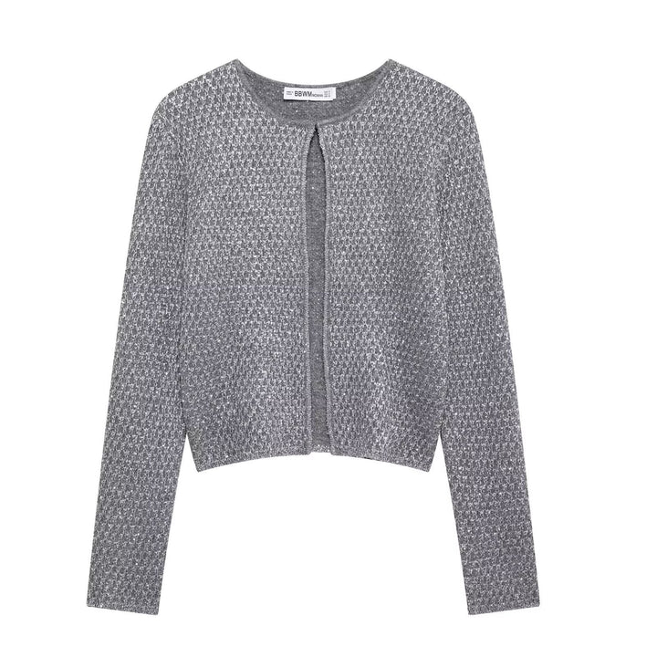 Femme Strukturstrik-Cardigan med knaplukning Stilla