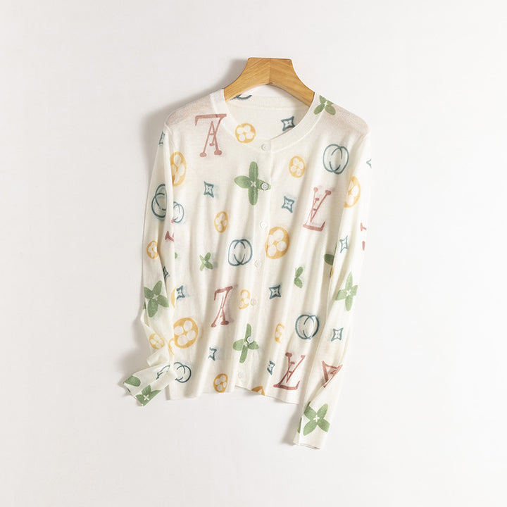 Femme Kunstnerisk Grafisk Pullover Sweater Stilla