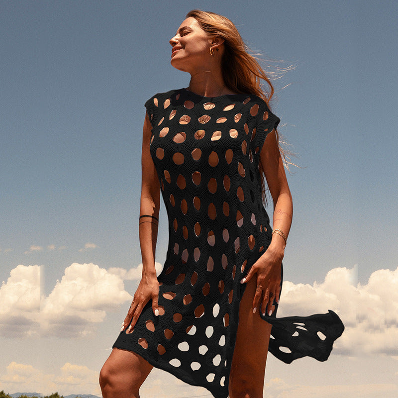 Dame let strandkjole med fremragende hulmønster og afslappet snit Stilla