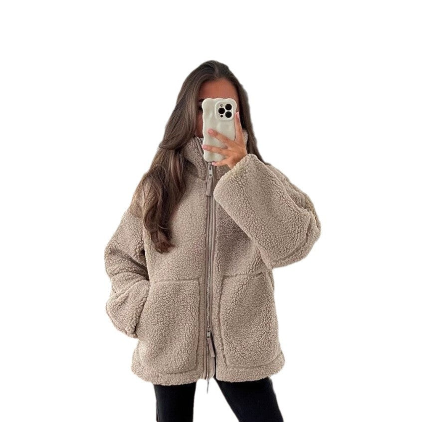 Femme Cozy Sherpa Zip-Up Jakke Stilla