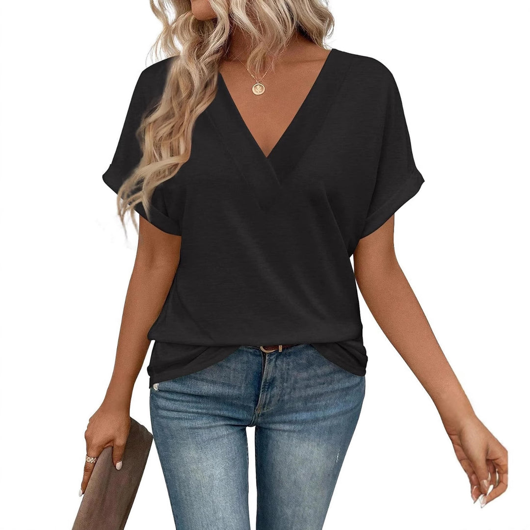 Dame afslappet V-hals T-shirt lavet af kvalitets jersey Stilla