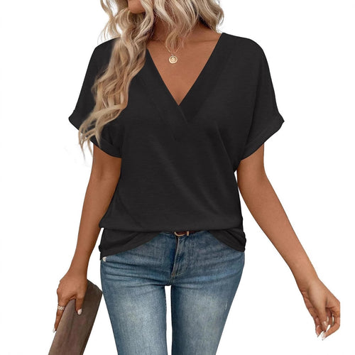 Dame afslappet V-hals T-shirt lavet af kvalitets jersey Stilla