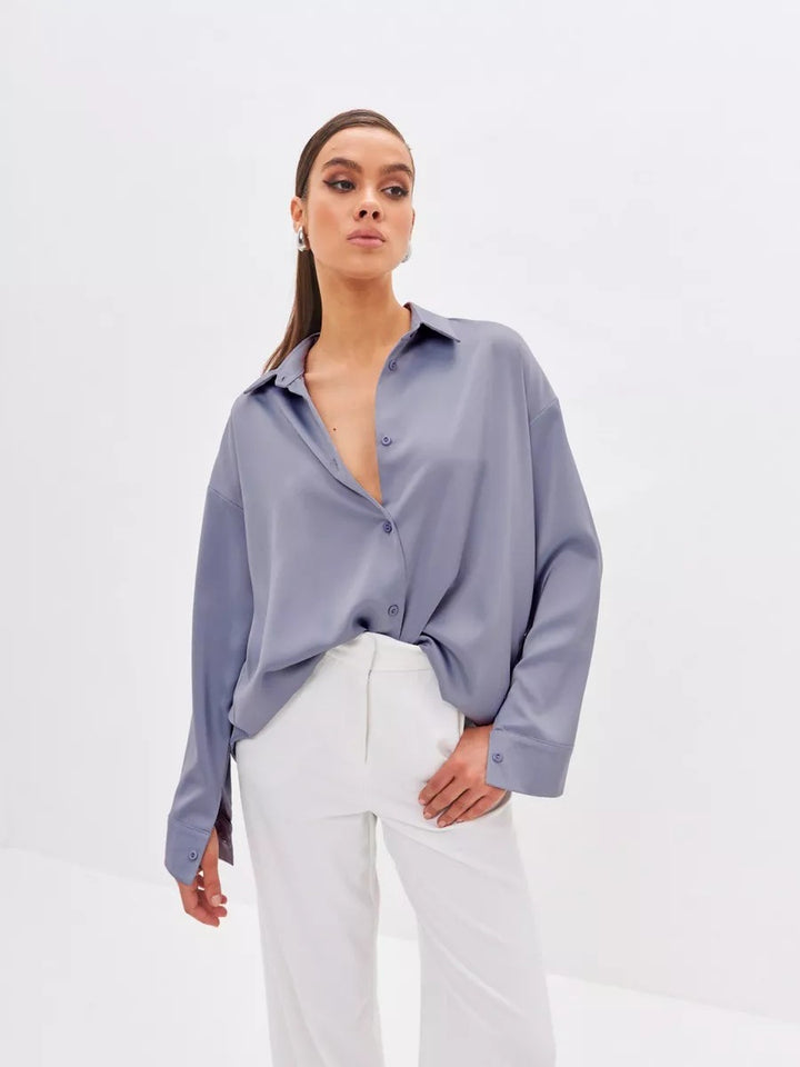 Damer Elegant bluse top lavet af kvalitets satin Stilla