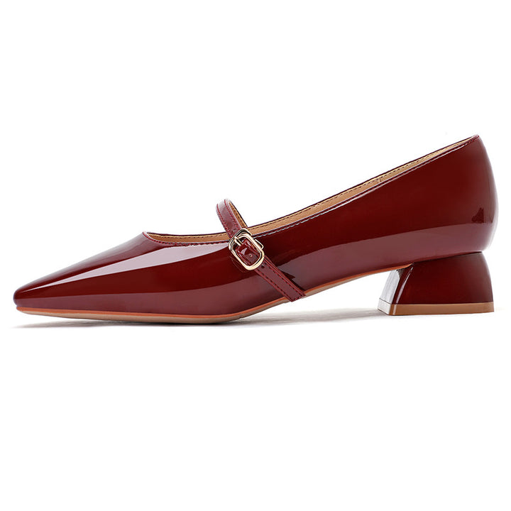 Damer Stylish Spids-Tå Mary Jane Flats med Blokhæl Stilla