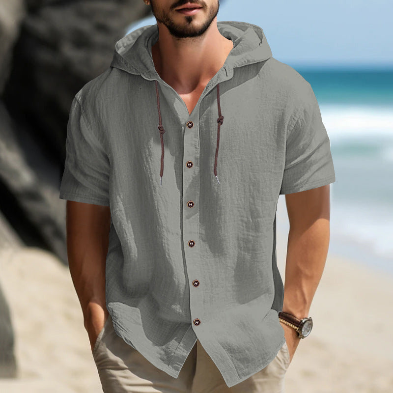 Herrer afslappet hættetrøje med elegant button-down design Stilla