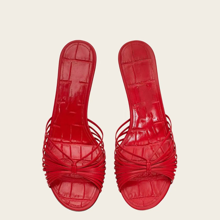 Femme Open-Toe Slide-sandaler med dekorativ bue og skulpturel hæl Stilla