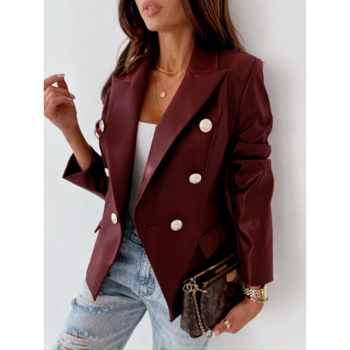 Dame elegant dobbeltknap blazer med strukturerede detaljer og kvalitetsknapper Stilla