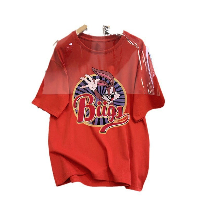 Dame T-shirt med kreativt cartoon-print og afslappet pasform Stilla