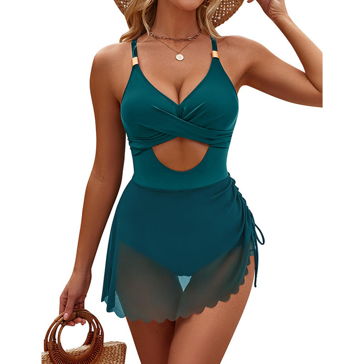 Dame Sporty Éntpiece Badedragt med elegante Cut-Outs og Ruffles detaljer Stilla