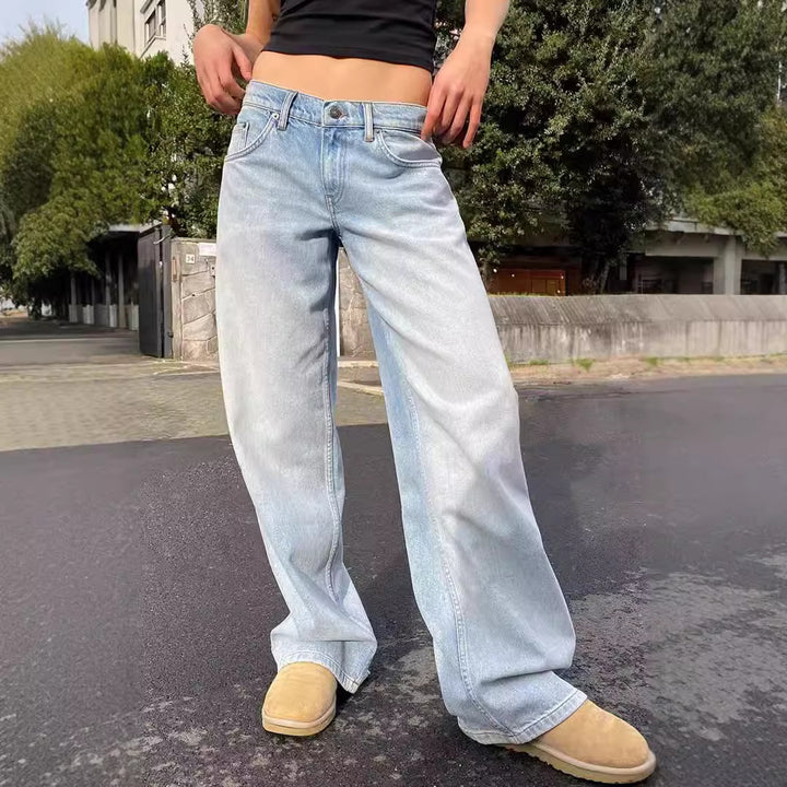 Dame brede jeans i afslappet snit med høj talje Stilla