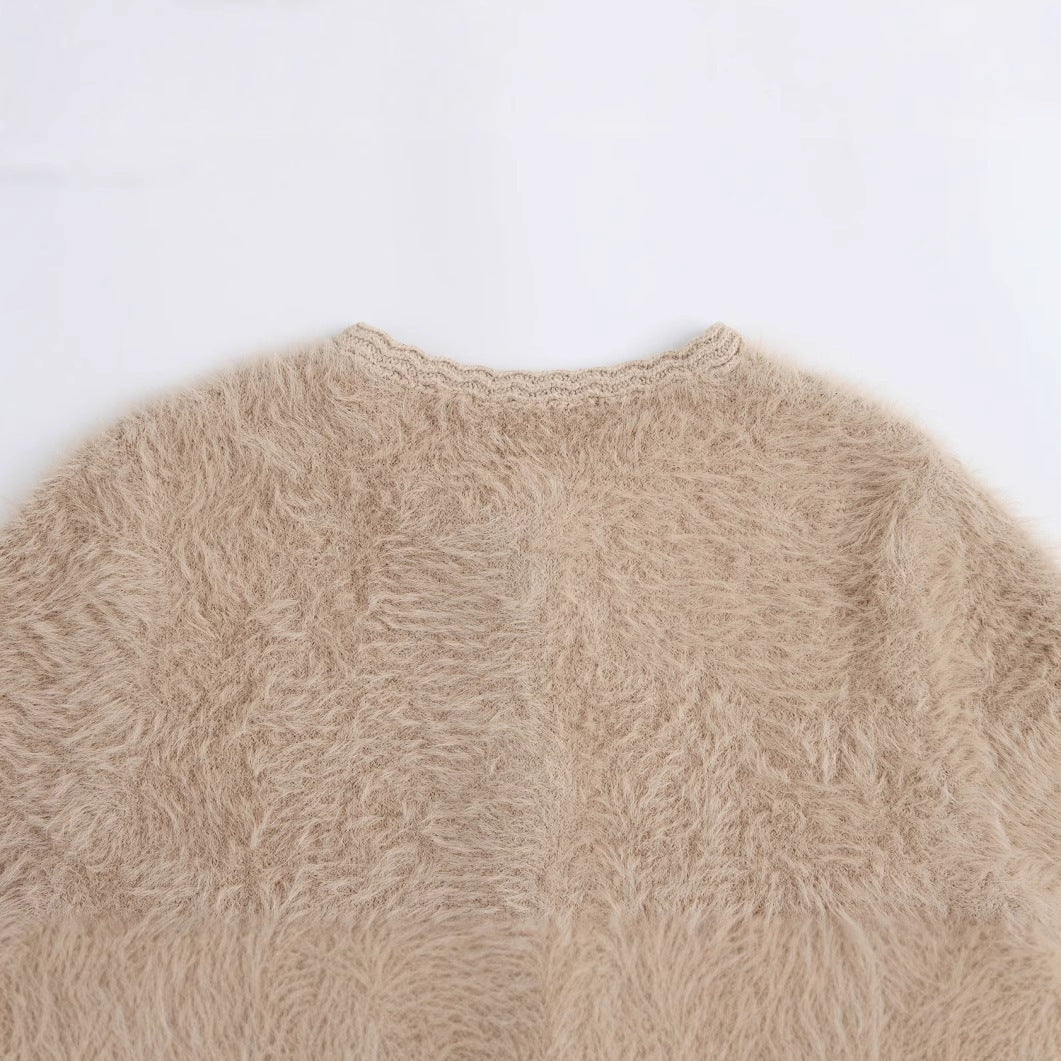 Femme Behagelig Struktur Cardigan med Perleknapper Stilla