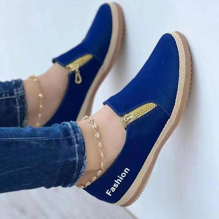 Dame Fashion Sneakers med mode lynlås Stilla