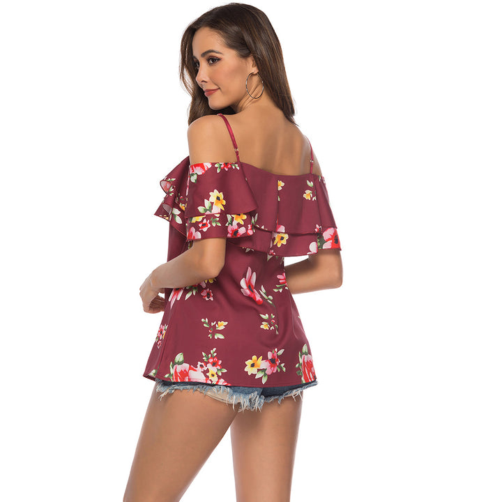 Damer Off-Shoulder Floral Rynketop Stilla