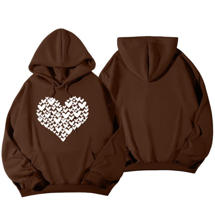Kvinders hætte Sweatshirt med stort hjerte design Skovae