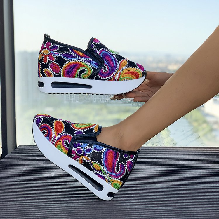 Dame Slip-On Sneakers i farverig Boho-stil med elastisk indtræk Stilla