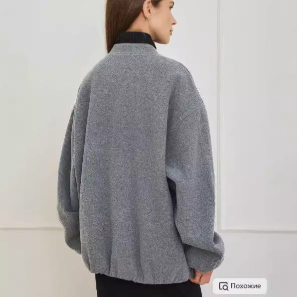 Dame Oversized Bomberjakke med elegant syning og lynlåslommer Stilla