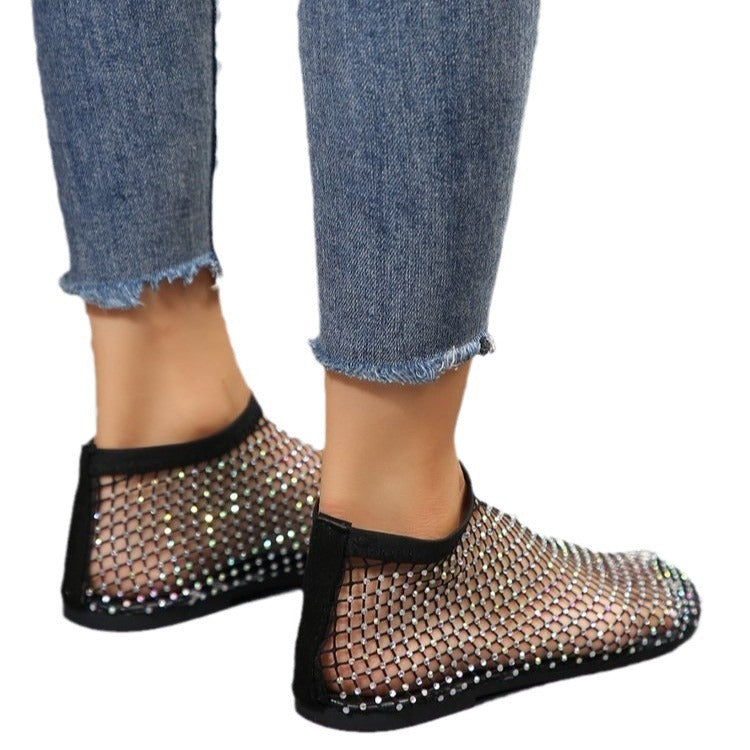 Dame net sandaler med funkende rhinsten Stilla