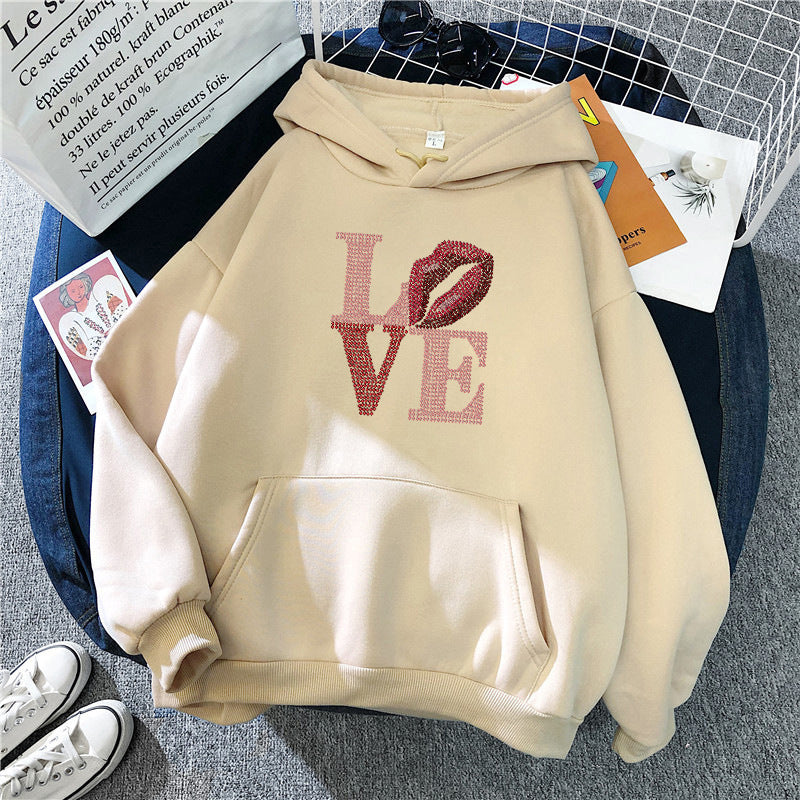 Kvinders hoodie med kreativ læbe-design Skovae