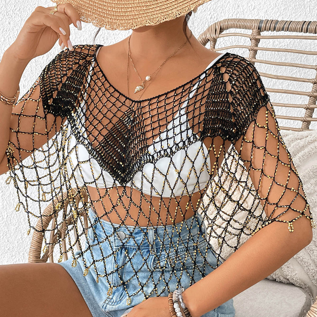 Dame Hækleperler Cover-Up Top Stilla